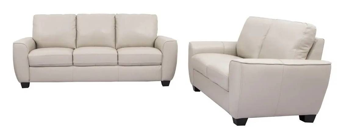 Beige couches set with three seats.