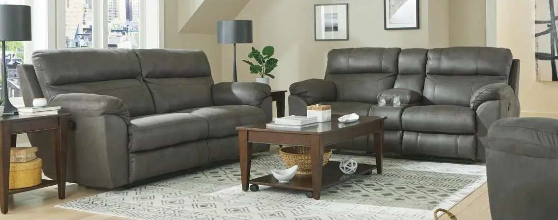 Gray sofas in a modern living room.