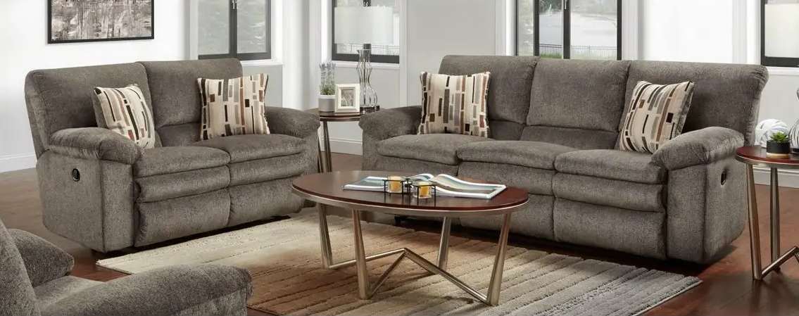Gray sofas in a modern living room.